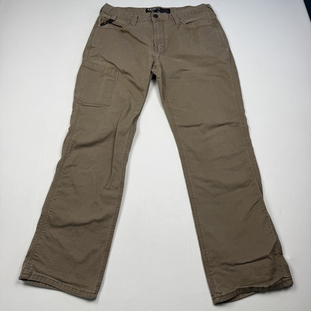 Ariat Rebar M4 Pants Mens 34x32 Beige Relaxed Straight Canvas Workwear Outdoor